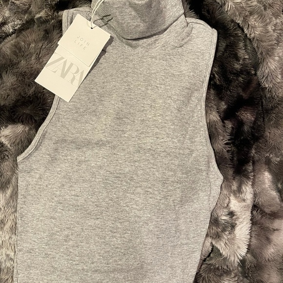 Zara Grey Sleeveless Turtleneck Jumper Top - Picture 4 of 7